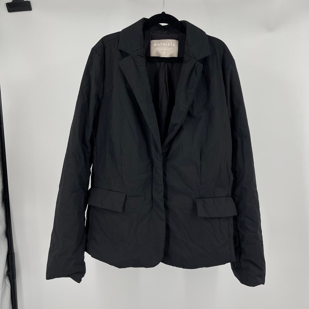 Athleta Women's Preppy Office Puffer Blazer S Commuter Evolution Primaloft Black